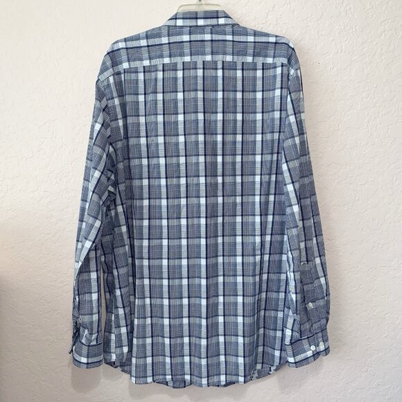 Banana Republic Soft Wash Tailored Slim Fit Shirt Mens‎ XXL Blue White Plaid LS - Picture 3 of 9
